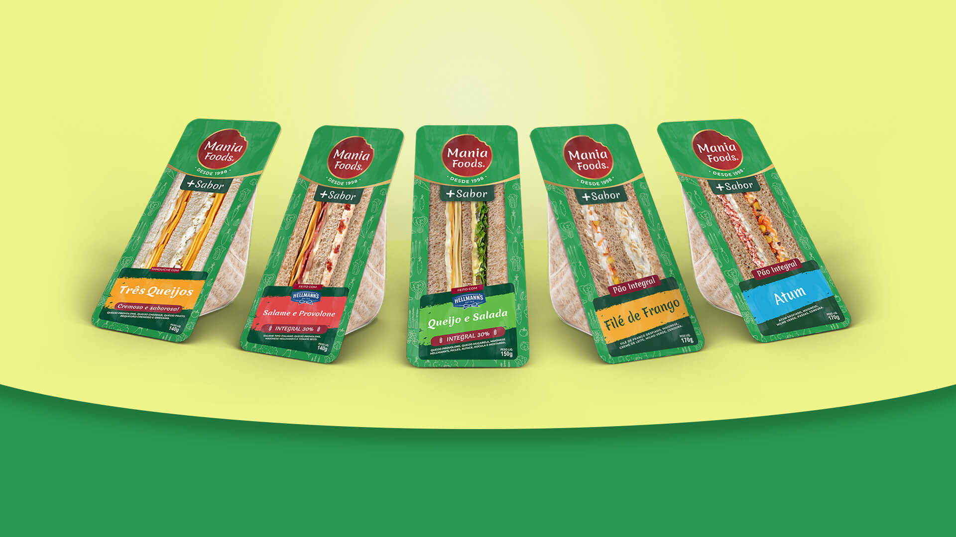 Mockups 3D de Embalagens de Alimentos – Mania Foods | Criativoo