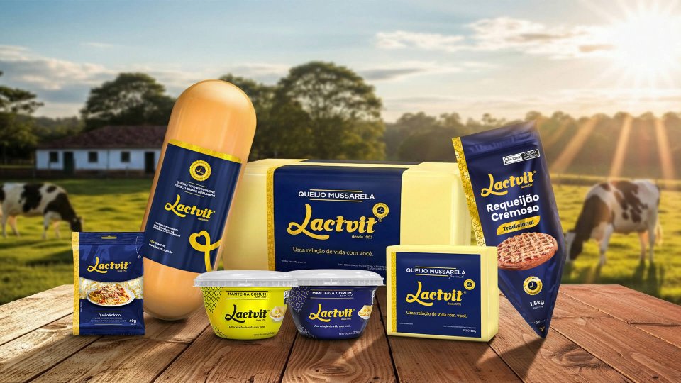Mockup 3D de Embalagens Laticínios - Lactivit